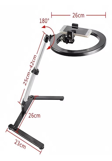 Telefon Tutacaklı Katlanabilir Led Halka Işık Ürün Çekim Işığı & Masaüstü Standlı Vlog Işığı