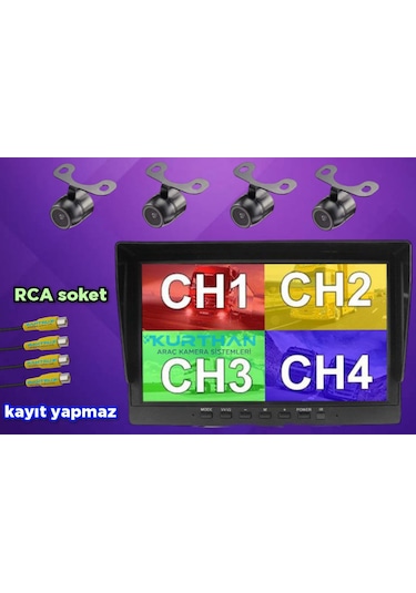 Kayıtsız 7 İnç Monitör Ve 4 Adet Kamera Seti 12 Volt