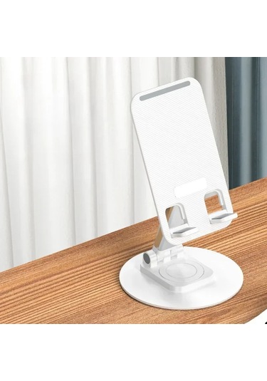 Goldenqian Evrensel Masa Standı 360 Ofis İçin Dönen Çok Açılı Kaymaz Metal Taban Katlanabilir, İphone 13 14 15pro Xiaomi Samsun White White