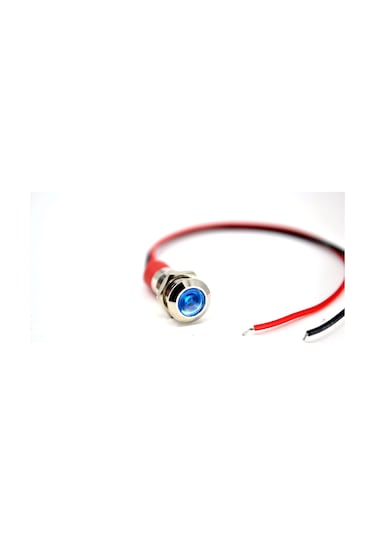 Kablolu 8mm Mini Metal Mavi Göz Lamba Led 12v 24v