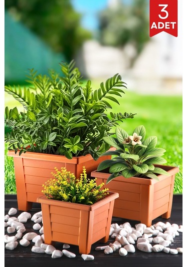 Nandy Home 3'lü Kare Saksı Seti