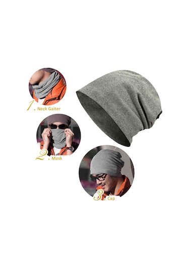 Geeksen Kollektif Kullanıma Uygun Poliester-spandeks Elastik Bere - Maske, Boyunluk Ve Bere Olarak Kullanılabilir, 56-60 Cm, Açık Gri Açık Gri