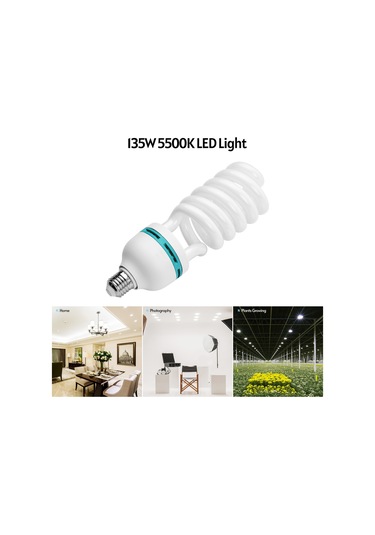 Teltree 135w 5500k Led Fotoğraf Işık Lambası, Crı90, E27 Soket, Ac110-130v, Enerji Verimli Spiralli Fener Şeffaf