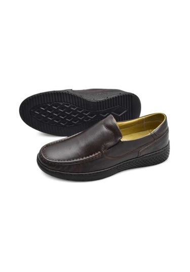 9575 Ortopedik Taban Siyah Hakiki Deri Erkek Ayakkabı Yazlık Mevsimlik Kahverengi