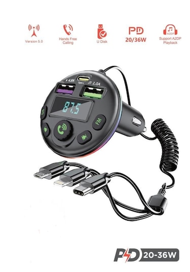 Torima G14 36W Pd Şarj Özellikli Dijital Göstergeli Bluetooth Fm Transmitter