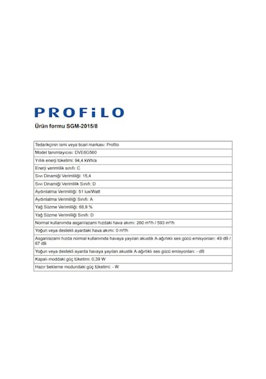Profilo DVE6G560 Duvar Tipi 60 CM Davlumbaz