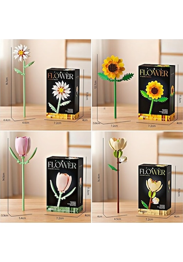Yapı Blok Çiçek Figürü Dekoratif Masaüstü Çiçek Rastgele 1 Dal