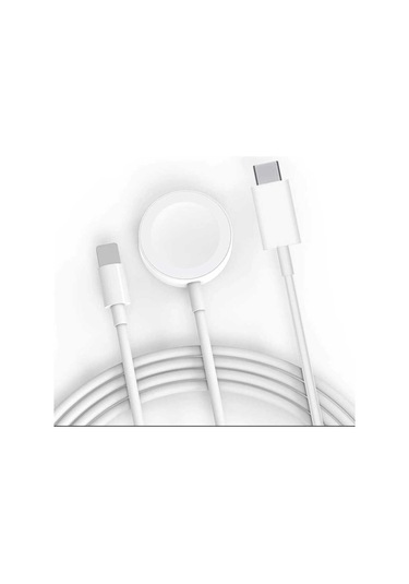 Mobilefix Beyaz Akıllı Saat Wireless To Lightning Type-c Şarj Kablosu 1.2m