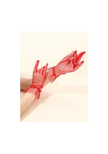 Güpürlü Tüllü Puantiyeli Şeffaf Parti Kostüm Kına Düğün & Gelin Eldiveni Kırmızı Çok Renkli Güpürlü Tüllü Puantiyeli Şeffaf Parti Kostüm Kına Düğün & Gelin Eldiveni Kırmızı Çok Renkli