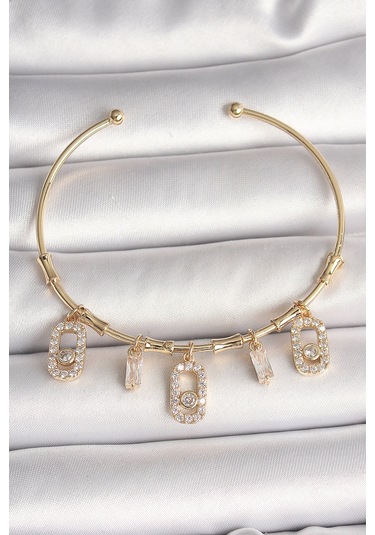 Pirinç Gold Renk Sallantı Zirkon Taşlı Messika Figür Charm Kadın Bileklik - Tj-bb6893 Diğer