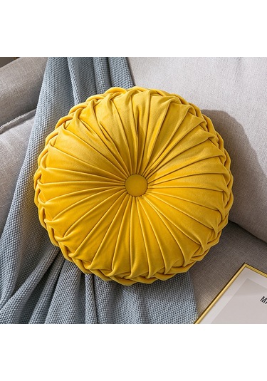 Atmak Yastık El Dikişli Pilili 3d Hollandalı Kadife Kabak 40cm-10 Ekru