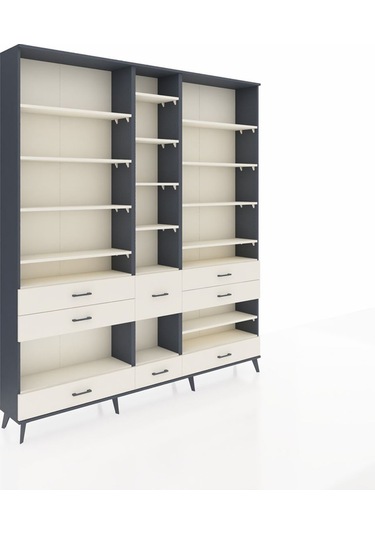 Arges Dolap 19 Raflı 8 Çekmeceli 220x30x243 Antrasit-aytaşı/aytaşı Aytası/aytası