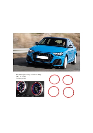 Reedark Audi A1 İç Mekan Klima Vant Dekorasyon Halka, Alüminyum Alyaş, 4 Adet,  Ebat, Korozyon Dirençli, Kolay Kurulum