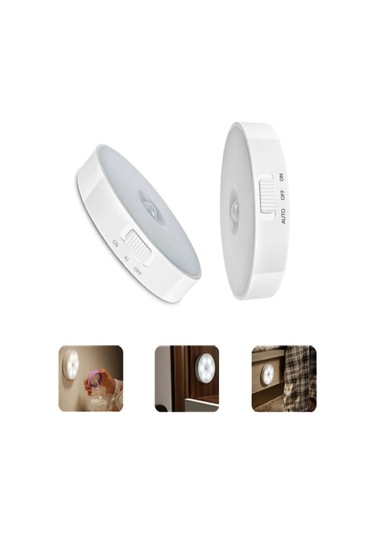 Usb Şarjlı Akıllı Hareket Sensörlü Kablosuz Led Aydınlatma Lamba Beyaz Işık - 1 Adet