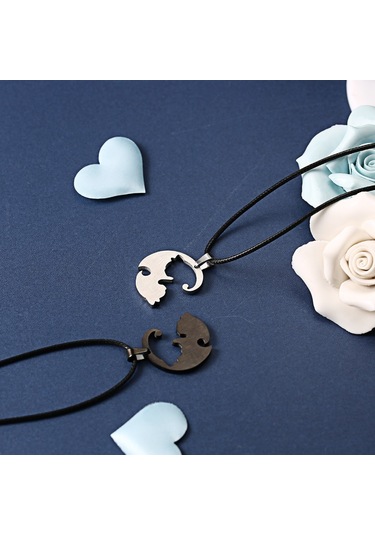 Sones Çiftler Takı Kolyeler Titanyum Çelik Hayvan Kedi Kolye Metal Zincirli Beyaz Ve Siyah Kedi