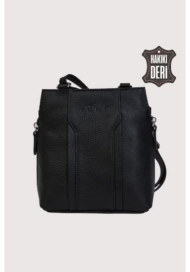 Hakiki Deri Kadın Deri Omuz Çantası Siyah Smr562 Siyah
