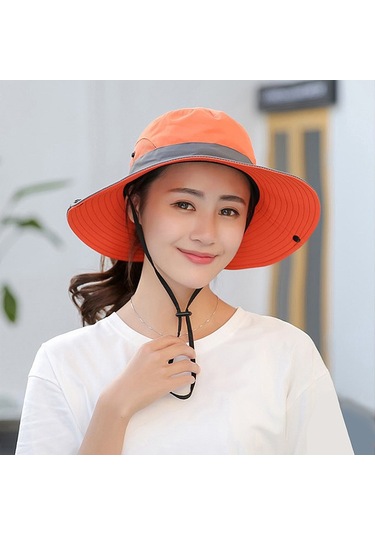 Uv Işınlarına Karşı Koruyucu Geniş Kenarlı Güneş Şapkası - Hafif Ve Konforlu Yaz Aksesuarı Turuncu
