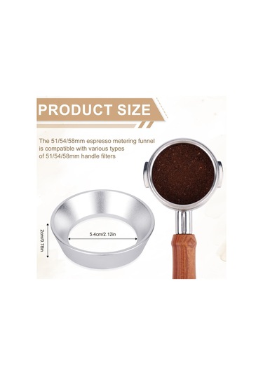 Maiyame 54mm Manyetik Kahve Dozaj Hunisi - Çift Filtreli, Alüminyum Yapı, Espresso İçin Pratik Ve Şık Aksesuar Gümüş