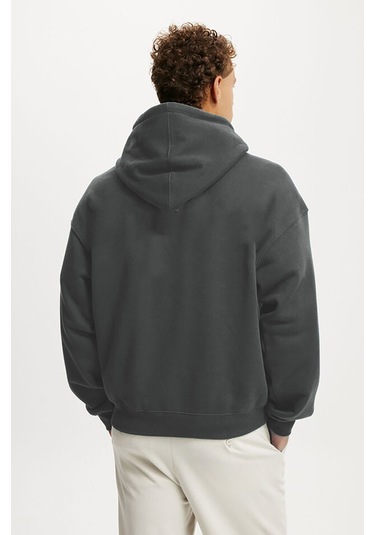 Füme Kapüşonlu Kanguru Cep Erkek Sweatshirt E7169 Füme