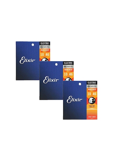3 Takım Elixir Nanoweb Elektro Gitar Telleri Bariton Akustik Gitar Telleri 11002 11027 11052 16002 16027 16052 12002 12052 Mavi 22.5 24.5 17.9mm