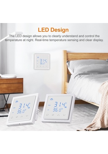 Novahub Akıllı Termostat 16a Zemin Isıtma Sıcaklık Cihazı 85-265v Beyaz Led Dokunmatik Ekranlı