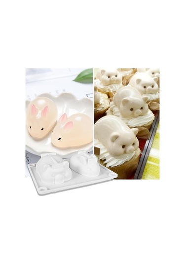 Fastbuy Silikon Paskalya Tavşanı Kek Kalıbı, 2'li Izgara Mus, Kedi Pençesi Tasarımı, Fırınlanabilir, Çok Renkli, Ev Yapımı P Çok Renkli