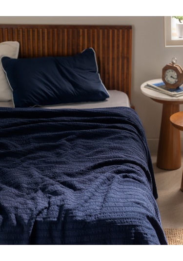 Madame Coco Femand Tek Kişilik Yatak Örtüsü Lacivert