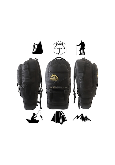 Montana Mountainer 80l Siyah Çift Körük Su Geçirmez Sırt Çantası