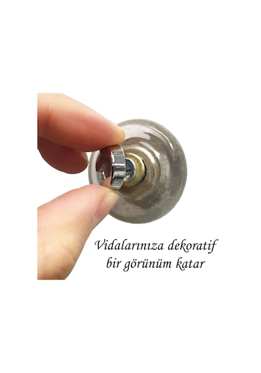 10 Adet Vida Kapatıcı Kapağı 15 Mm Metal Vida Tapası Tıpası Dekoratif Vida Gizleyici Krom