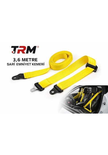 Trm 3,6 Metre Sarı Emniyet Kemeri Üniversal Oto Kemer Seti