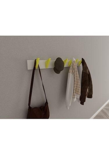 Hepsi3boyutlu Modern Duvar & Kapı Kanca Askılık - 7 Adet Sarı Kanca Askılık - Model No : 5 Sarı