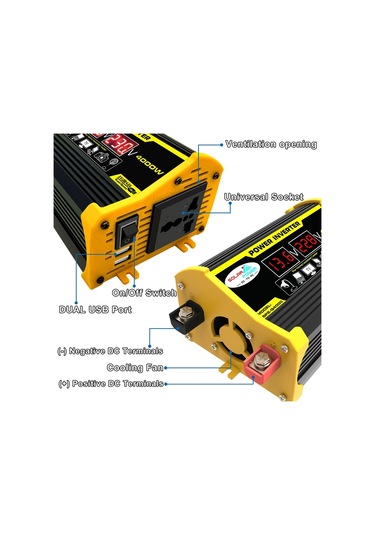 Legend Iı Generation 12v - 110v 4000w Modifiye Kare Dalga Araba Güç Çeviricisi Siyah