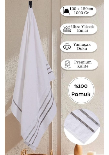 Banyo Havlusu Tekli Pamuk Bale Beyaz