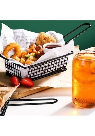 Sones Dövme Demir Meyve Taşınabilir Depolama Sepeti Ekmek Patates Kızartması Kızarmış Atıştırmalıklar Taşınabilir Sepet Tek Bardak Tekne Diğer