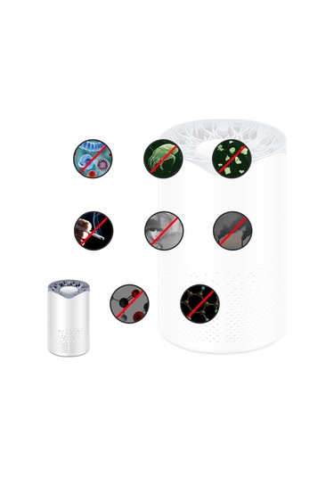 Fosenze Masaüstü Usb Uv-c Hava Temizleyici - Formaldehit, Toz, Sigara Dumanı Giderici - Ofis, Araba, Yatak Odası Kullanıma Uygun Beyaz