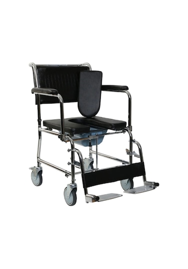 Medkimsan Kapaklı Ev Tipi Tekerlekli Sandalye | Banyo Tuvalet Duş Wc Koridor Hasta Yaşlı Engelli Sandalyesi