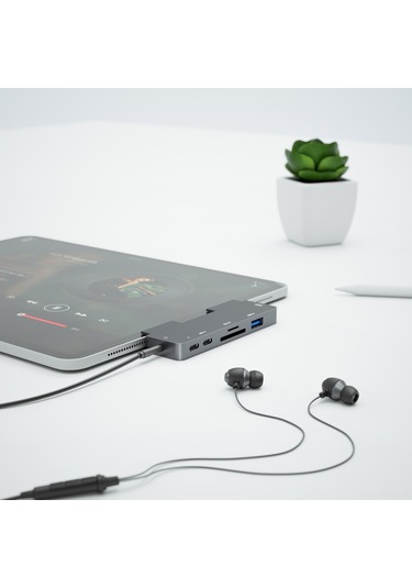 Neevoyu İpad Uyumlu Pro İçin Type-c'den Hdmı/pd/sd/tf'ye Çevirici, Usb 3.0 Hub 7-in-1 Gri Docking Station