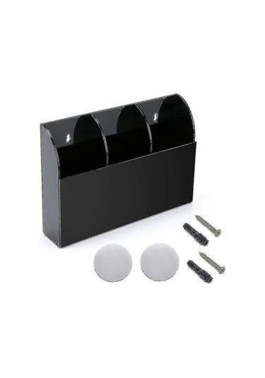 Ganzhoushop Uzaktan Kumanda Tutucu Duvara Monte Akrilik Masa Düzenleyici 3 Bölmeli Siyah