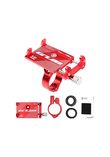 Qingmipy Gub G-81 Aluminyum Bisiklet Telefon Tutucu - 55-100mm Genişlik Uyumlu, 4 Kilitleme Penciği, Kırmızı