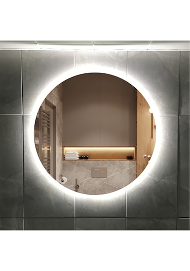 Dekoratif Led Işıklı Yuvarlak Banyo Ve Konsol Aynası Şeffaf