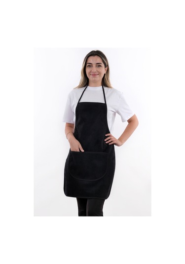Wellsoft İkili Paket Cepli Mutfak Önlüğü Sıvı Geçirmez Su Geçirmez Mutfak Önlüğü Siyah