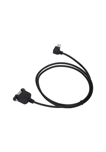 Mufunye Usb-b Ertirici Kablosu 90 Derece Dik Açı, Vidalı Kilitle, Usb-b Erkek'den Dişi'ye, 1m Siyah, Endüstriyel Güvenilir Bağlantı