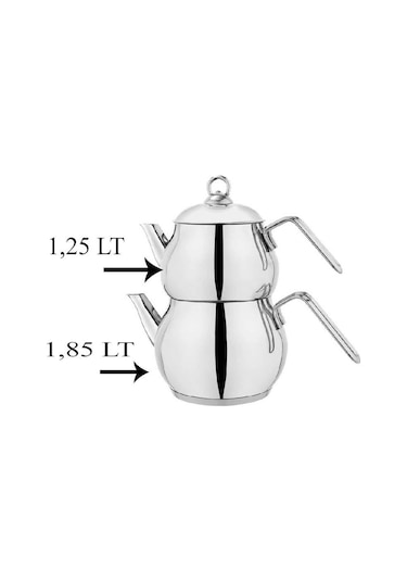 Schafer Çelik Çaydanlık Takımı Ortaboy Metal Saplı Gri