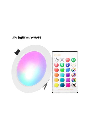 5w Led'li Gömme Aydınlatmalı Ir Uzaktan Kumandalı 16 Renk Ve 4 Yanıp Sönme Modu Kısılabilir Rgbw Renk Değiştiren Projektör Tavan Lambası Çok Renkli