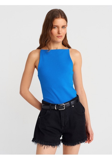 Dilvin 21020 Halter Yaka Top-saks Saks
