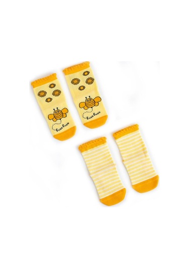 Milk & Moo Bebek Çorabı 4'lü Set Arı Vız Vız ile Çançin 0-12 Yaş