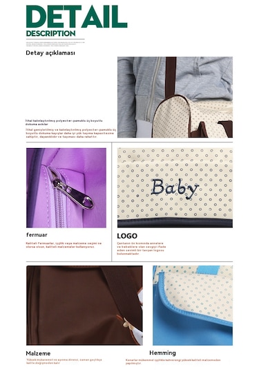 Çok Fonksiyonlu Şık Anne Çantası - Pembe 1001 Pembe