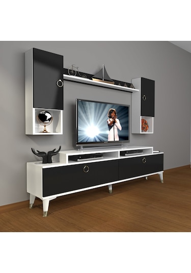 Decoraktiv Ekoflex 5da Mdf Gold Tv Ünitesi Tv Sehpası Beyaz - Siyah
