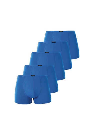 Arma Yıldız Erkek İnce Bel Lastikli Bambu Boxer Mavi 5'li Paket Mavi