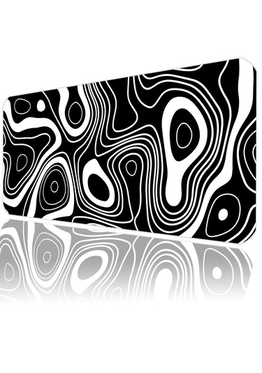 İlyuka Mousepad 90x40cm Büyük Boy Xxl Black And White Top. Map